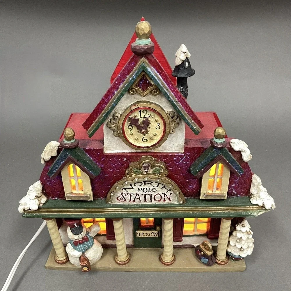 Kurt S.‎ Adler Snowtown Train Station Lighted with Light and Cord & Original Box